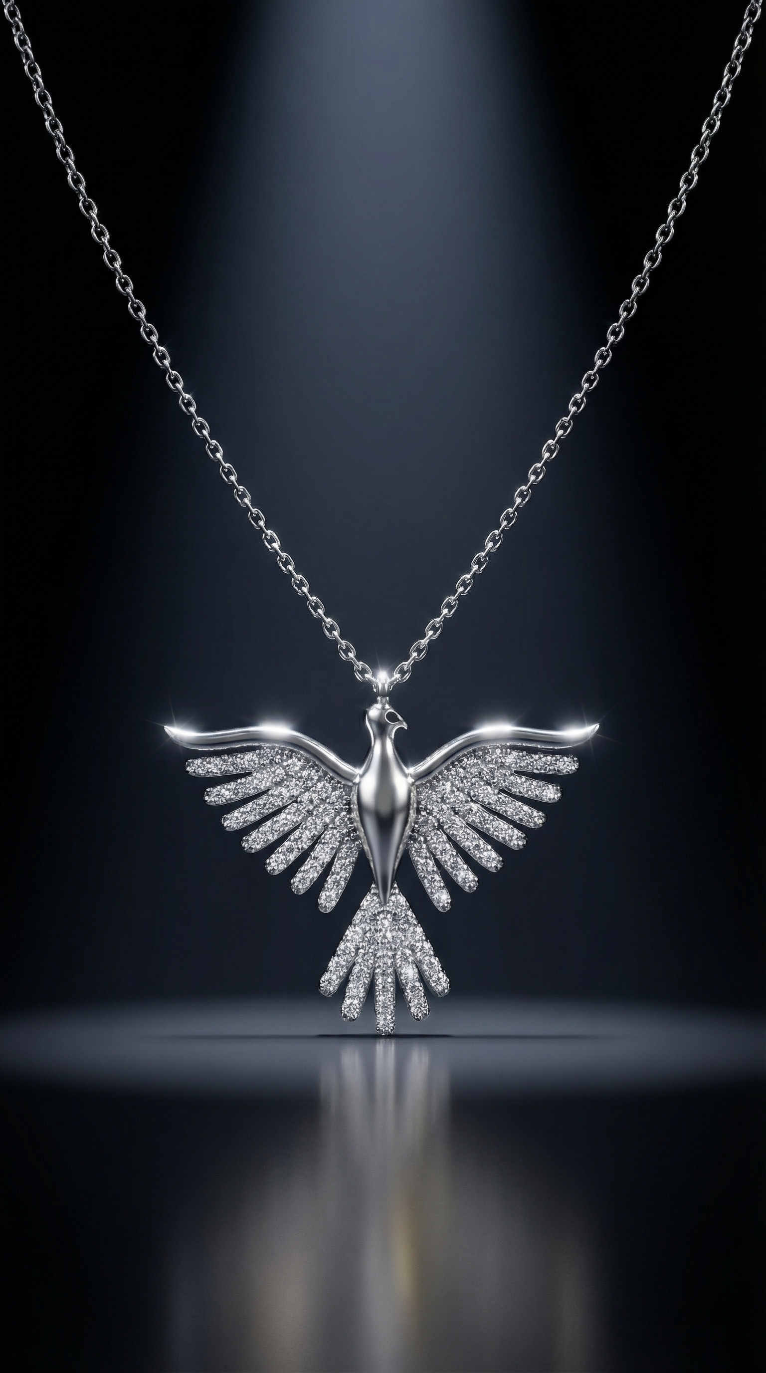 925 Ayar Gümüş Zirkon Taşlı Zümrüdüanka Kuşu Kolye – Özel Tasarım, Işıltılı Kadın Hediyelik Takı